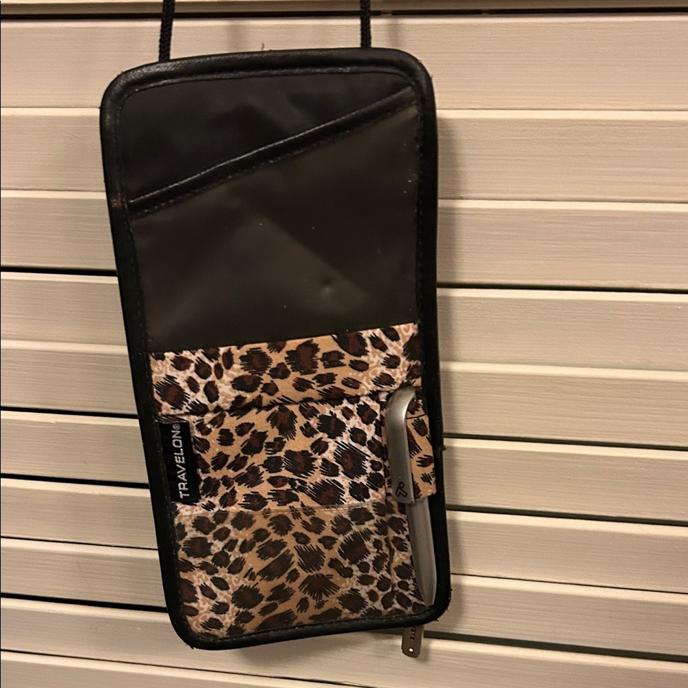 Travelon Black and Leopard Print Travel Organizer